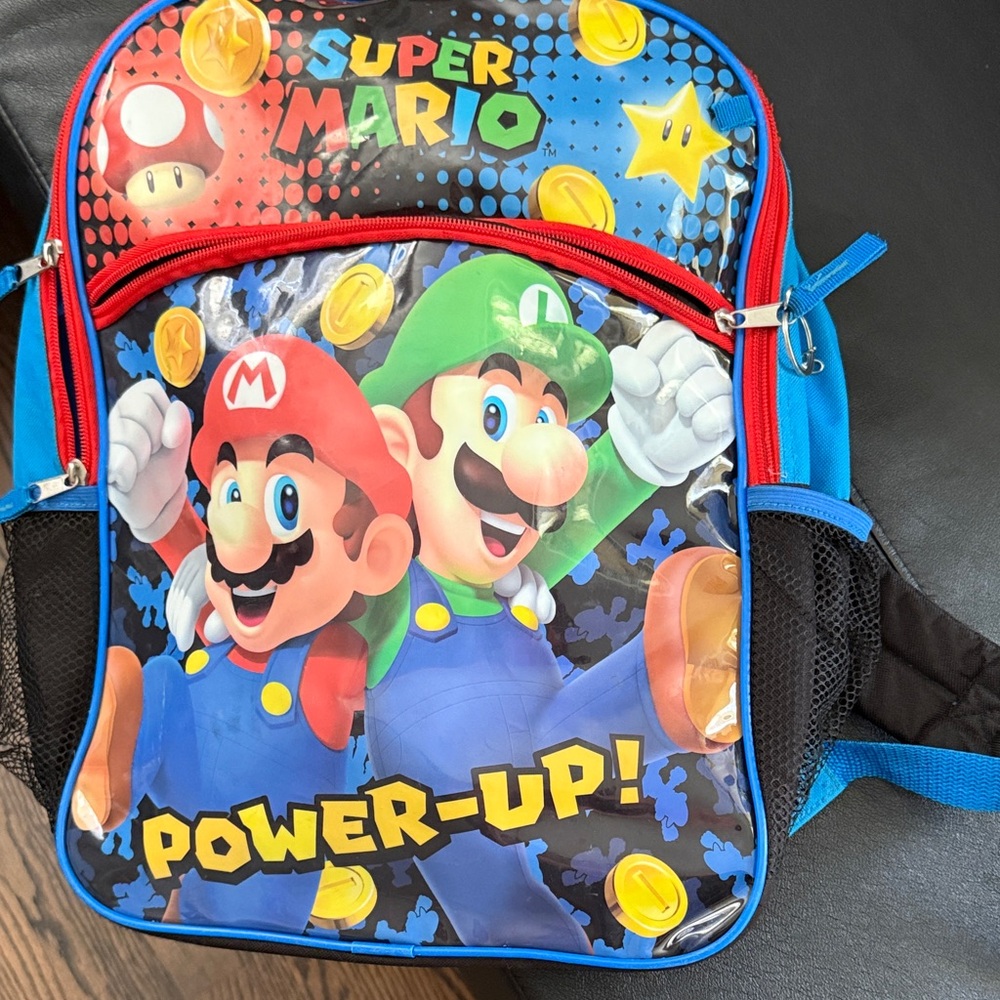 Super Mario Backpack with Red and Blue Accents